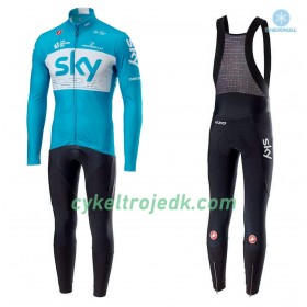 Cykeltøj Langærmet Vinter + Bib Cykelbukser 2018 Team Sky N002